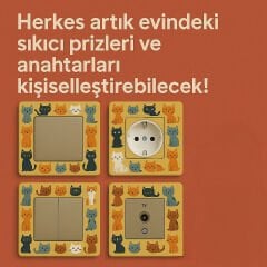 Kedi Figürlü Priz Çerçevesi