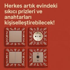 Çiçek Motifli Priz Çerçevesi Kırmızı