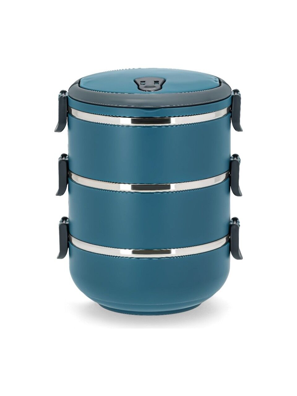 Kulplu 3 Katlı Paslanmaz Çelik Sefer Tası – Sızdırmaz Yemek Termosu 2.25 Lt Antrasit Mavi