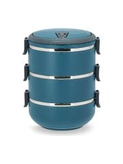 Kulplu 3 Katlı Paslanmaz Çelik Sefer Tası – Sızdırmaz Yemek Termosu 2.25 Lt Antrasit Mavi