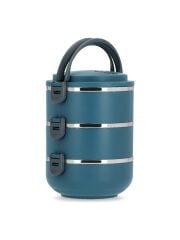 Kulplu 3 Katlı Paslanmaz Çelik Sefer Tası – Sızdırmaz Yemek Termosu 2.25 Lt Antrasit Mavi