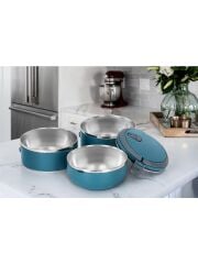 Kulplu 3 Katlı Paslanmaz Çelik Sefer Tası – Sızdırmaz Yemek Termosu 2.25 Lt Antrasit Mavi