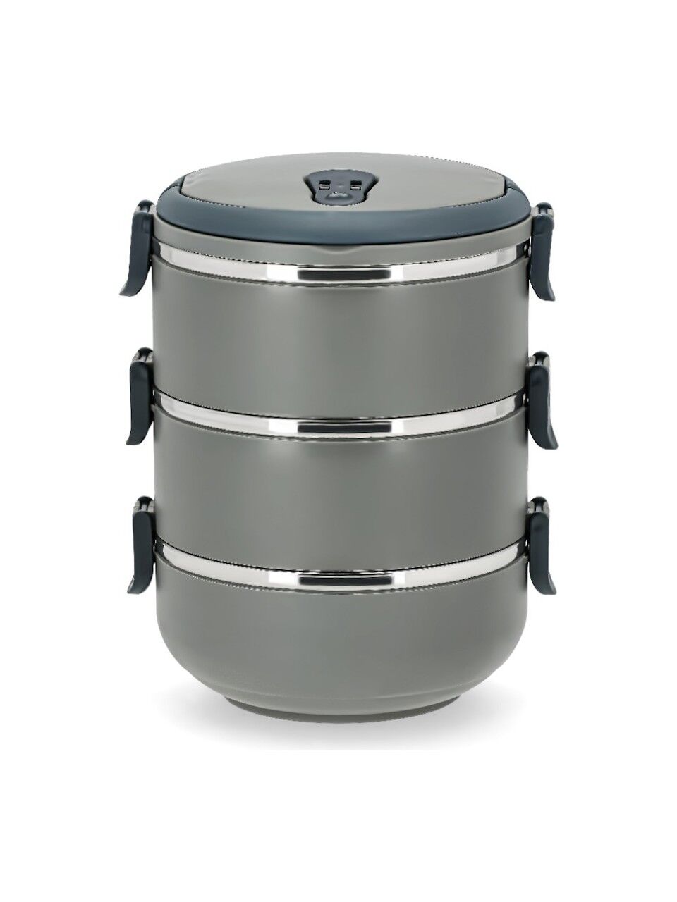 Kulplu 3 Katlı Paslanmaz Çelik Sefer Tası – Sızdırmaz Yemek Termosu 2.25 Lt Gri