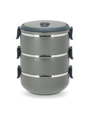 Kulplu 3 Katlı Paslanmaz Çelik Sefer Tası – Sızdırmaz Yemek Termosu 2.25 Lt Gri