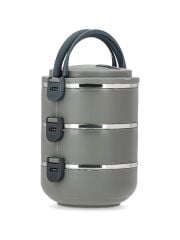 Kulplu 3 Katlı Paslanmaz Çelik Sefer Tası – Sızdırmaz Yemek Termosu 2.25 Lt Gri