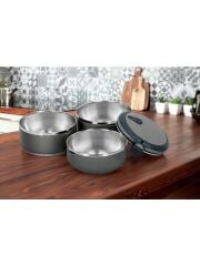 Kulplu 3 Katlı Paslanmaz Çelik Sefer Tası – Sızdırmaz Yemek Termosu 2.25 Lt Gri