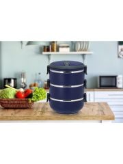 Kulplu 3 Katlı Paslanmaz Çelik Sefer Tası – Sızdırmaz Yemek Termosu 2.25 Lt Lacivert