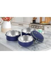 Kulplu 3 Katlı Paslanmaz Çelik Sefer Tası – Sızdırmaz Yemek Termosu 2.25 Lt Lacivert